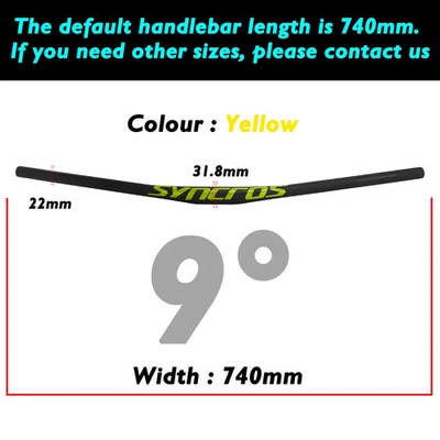 Manillar de bicicleta MTB de fibra de carbono Syncros 9 grados 31,8 mm de longitud 740 mm Foto 1 de 4