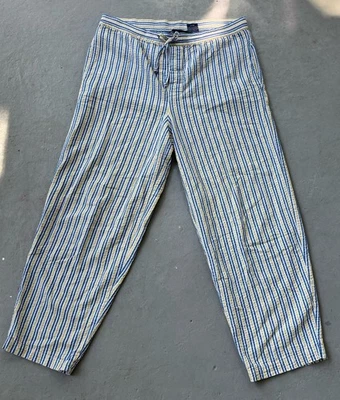 Pantalones de dormir Nautica para hombre con cordón azul amarillo blanco rayas M Foto 1 de 4