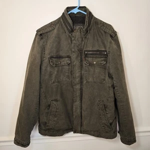 Levi's Men's L Washed Cotton 2 Pocket Sherpa Lined Olive Green Military Jacket - Picture 1 of 10