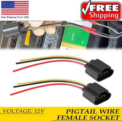 Wire Pigtail Female 9008 H13 Two Harness Head Low Light Beam Bulb Plug Connector - Image 1 of 4