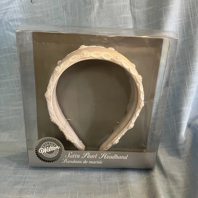 Satin Wedding Bridal Headband Pearl Edging Formal Prom etc NIB Wilton - Image 1 of 4