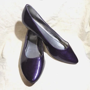 🩰 Ballerine Cato tacco basso taglia 9 W similpelle verniciata viola intenso; - Foto 1 di 17