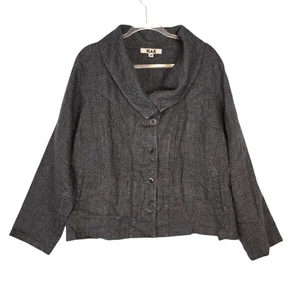 Flax Light Linen Jacket Blazer Gray Textured Shawl Collar Button Size 1G 18-20 - Picture 1 of 9