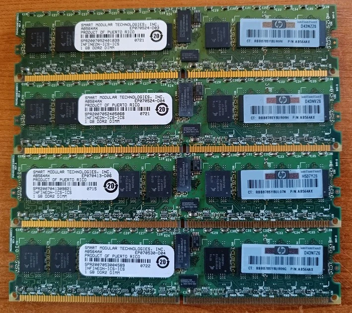4x HP 1GB DDR2 DIMM for Integrity servers (4x AB564AX) - Bild 1 von 1