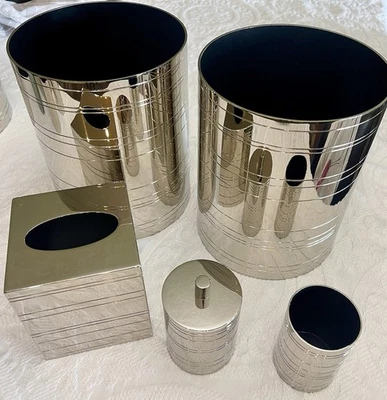 Labrazel Rings Collection 5 piece set waste baskets, brush, tissue, canister  - Image 1 of 4