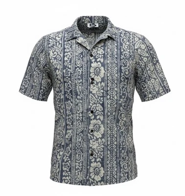 Винтажный Hilo Hattie мужчин гавайский цветочный пуговицы синий сделано на Гавайях размер S - Изображение 1 из 4