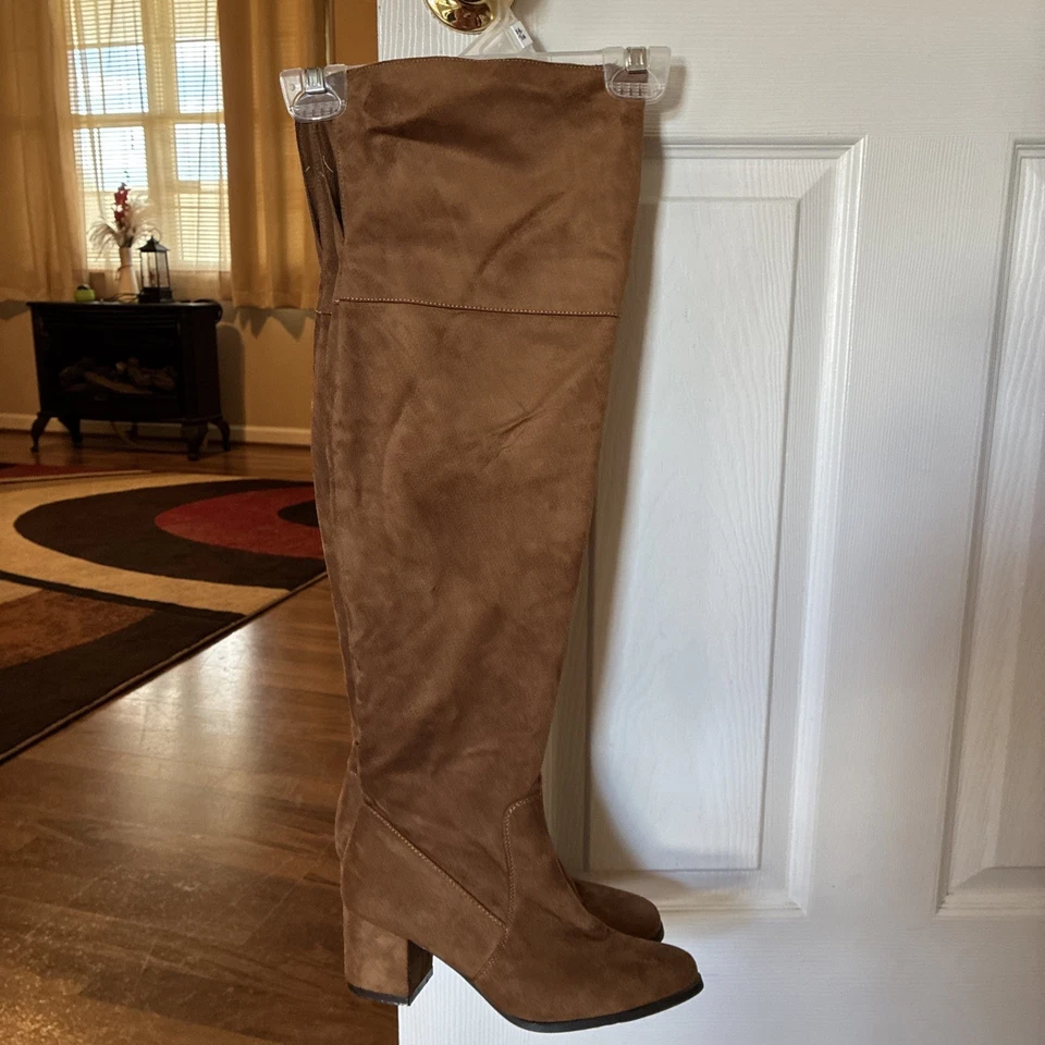 Refresh Thigh High Size 8 Suede Tan Boots - Image 1 of 4