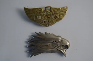 2 Vintage Harley Davidson Belt Buckles Motorcycle Eagle Broken Wings Motorcycle - Picture 1 of 7
