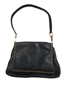 Bolso de Hombro Plinio Visona Italia Cuero Negro Puntada Tostada Estampado Animal LEER - Imagen 1 de 18