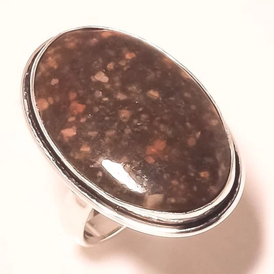 Anillo de piedras preciosas Unakite hecho a mano diseño único boda regalo joyería 8,50" H787 Foto 1 de 4