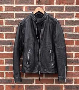 AllSaints Mens CORA Leather Bomber Jacket SMALL Black Moto All Saints Biker - Picture 1 of 14