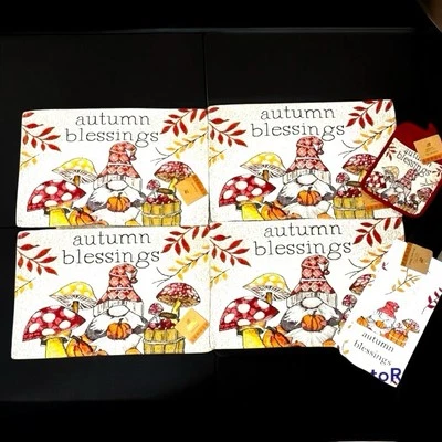 Otoño ~AUTUMN Bendiciones 4 Manteles para Gnomos ~ 1 Toalla ~ 1 Porta Ollas ~ Envío Gratis Foto 1 de 4