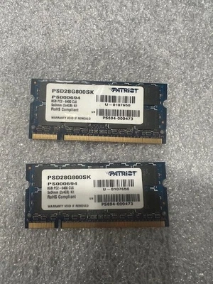 Patriot 8GB (2x4GB) DDR2-800 PC2-6400 SODIMM CL6 PSD28G800SK  *Tested working* - Image 1 of 2