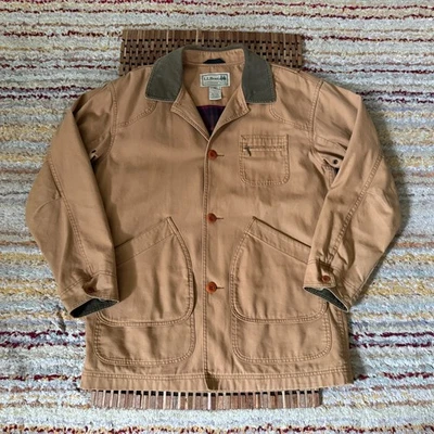 L.L. Bean Flannel Lined Canvas Barn Ranch Chore Jacket Coat Tan Men's Medium M - Image 1 of 3