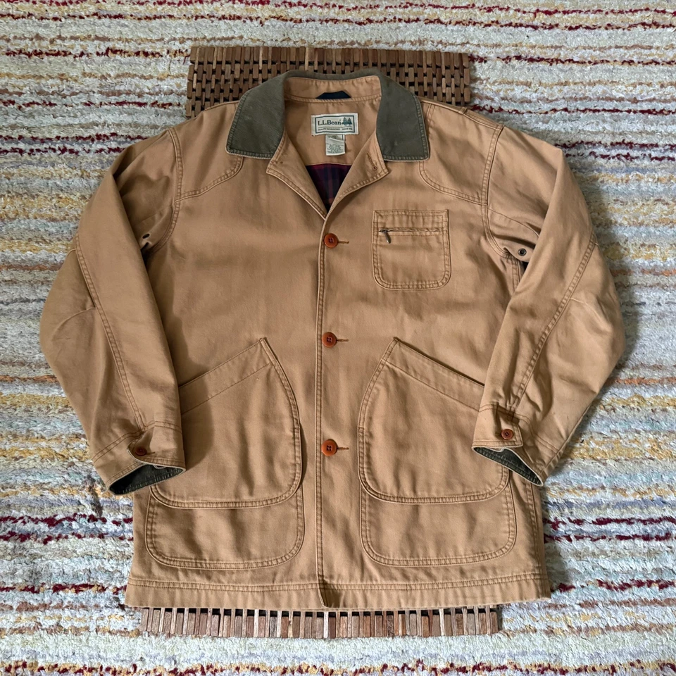 L.L. Bean Flannel Lined Canvas Barn Ranch Chore Jacket Coat Tan Men's Medium M - Image 1 of 3