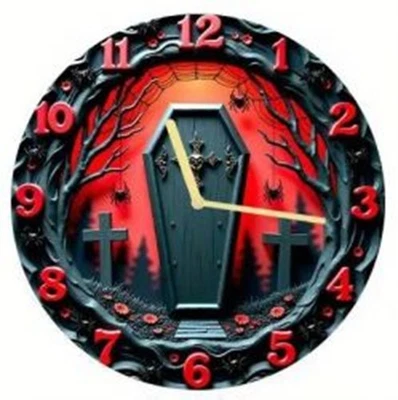 Reloj Acrílico Silencioso Cementerio Ataúd 8" con Movimiento Cuarzo Foto 1 de 2