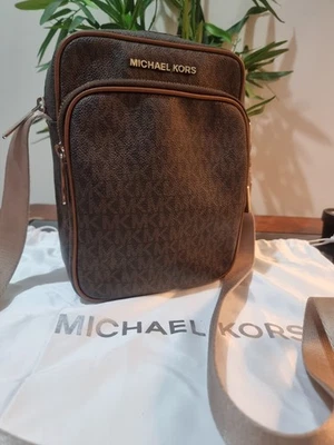 Michael Kors Signature Print Crossbody Bag Brown And Gold - Image 1 of 4