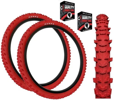Kenda 26 x 1.95 RED Mountain Bike Off Road MTB Knobby Tread TYREs TUBEs - Image 1 of 4