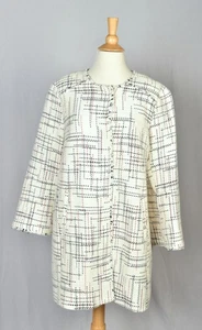 Banana Republic White Tweed Jacket w/Red Black Graphic Print Size L {EX+} - Picture 1 of 5