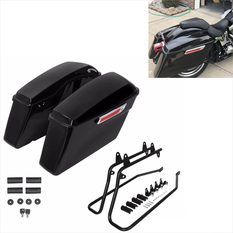 For Harley Softail Heritage Hard Saddlebags Saddle Bags & Conversion Brackets - Image 1 of 4