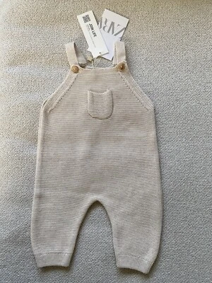 ZARA BABY KNIT 100% cotton ivory white link jumper suit one piece overalls 1-3M - Image 1 of 4