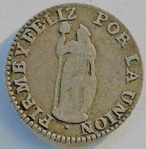1836 M PERU 1/2 real arequipa mint SILVER CURRENCY MONEY COIN - Picture 1 of 2