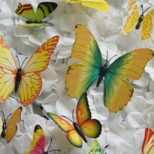 Yellow 3D Butterfly Stickers 12 pcs Diy Wall Decals Crafts Supplies Decorations