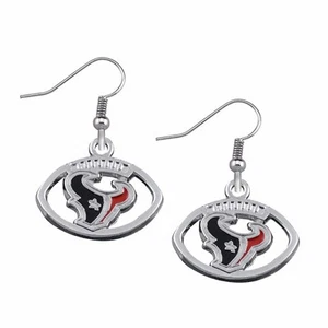 Par de Pendientes Redondos de Fútbol Americano Houston Texans Pista Gratis ¡Nuevo! - Imagen 1 de 1