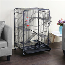 Metal 37" Small Cage for Ferret, Large Rat, Guinea Pig, and Mouse, Pull Out Tray