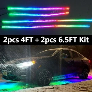 4pcs Chasing LED Strips Lights Underglow Kit For Car Truck Bluetooth+Remote Ctrl - Picture 1 of 13