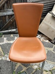 Cognac leather dining chairs used