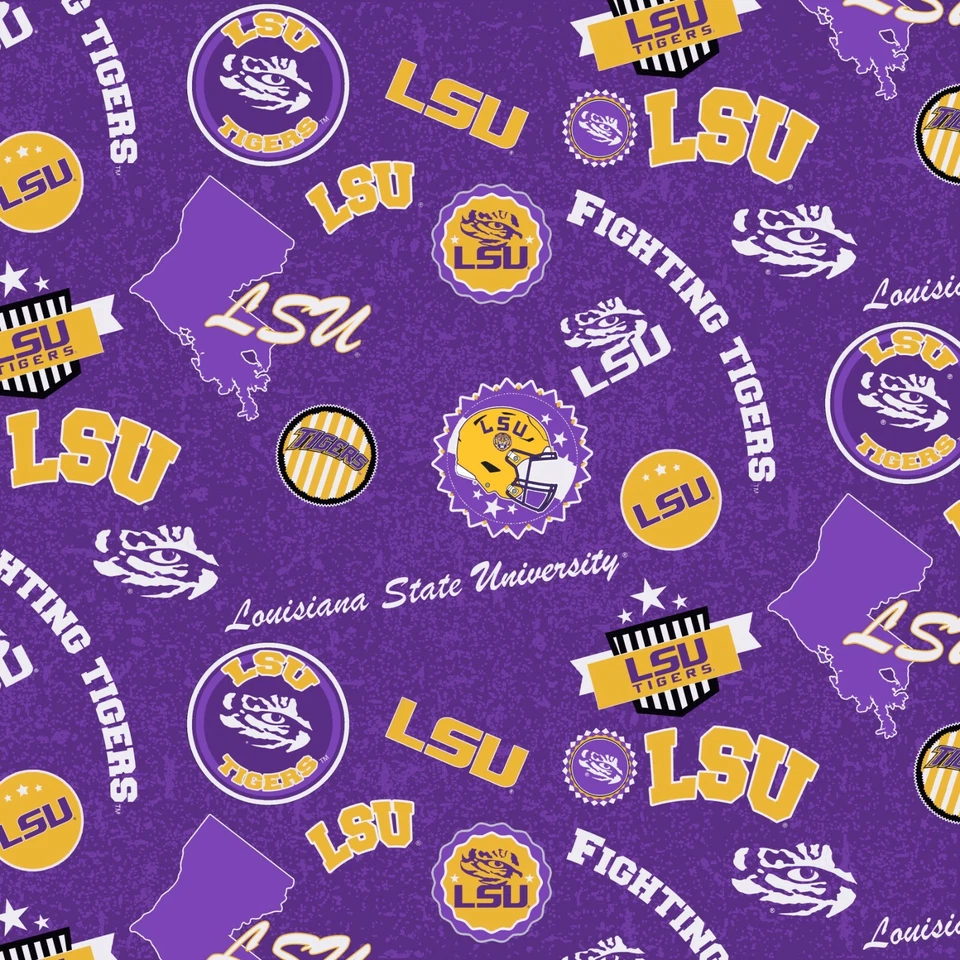 Tela de algodón Louisiana State Univ LSU Tigers con diseño de estado del hogar-por yarda Foto 1 de 1