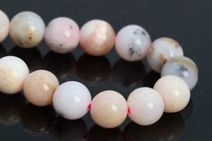 Cuentas sueltas redondas de 7 mm genuinas de ópalo rosa claro natural grado AA de Perú de 7,5" - Imagen 1 de 3