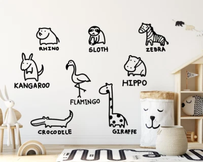 Jungle kids Wall Decal , Safari animals wall sticker, stickers kids room - Image 1 of 4