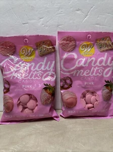Wilton Bright Pink Candy Melts Candy Two Packages 12 oz Each Vanilla Flavored - Picture 1 of 4