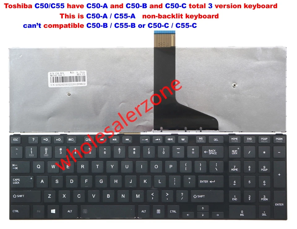 New for Toshiba C55-A-1NV C55-A-3NV C50D-AT01B1 series Keyboard MP-11B53US-930B - Image 1 of 4