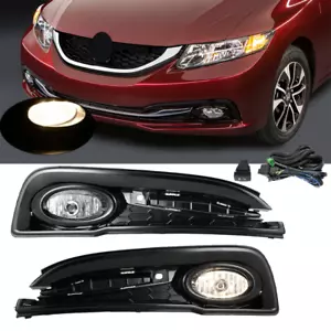 Fits 2013 2014 2015 Honda Civic 4Dr Sedan Bumper Fog Lights Pair Fog Lamps LH RH - Picture 1 of 19