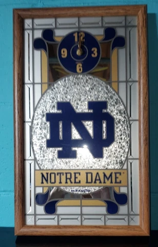Notre Dame Fighting Irish Wall Clock College Football Collectible Stained Glass Cover