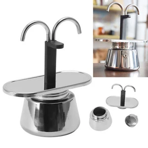 2 Cup 100ML Moka Pot Double Head Stainless Steel Mocha Coffee Pot Italian DIY - Picture 1 of 12