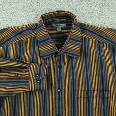 Camisa Johnston & Murphy Para Hombres XL Extra Grande Azul Amarillo Negocios Oficina Informal Foto 1 de 4