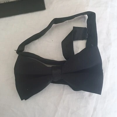 Vintage 80s Black Satin Bow Tie Dandy Edwardian Steampunk - Image 1 of 4