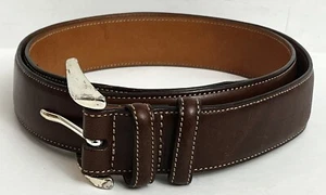 Trafalgar Men Brown Easton Leather Belt Contemporary Office Gold Size 34 - Picture 1 of 13