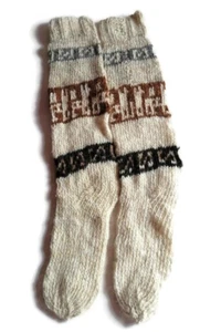 Unisex Warming Stockings Knitted in Wool Traditional Andean Winter Garment - Picture 1 of 7