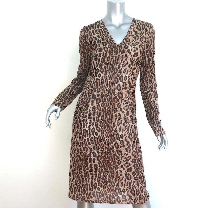 Vintage D&G Dolce & Gabbana Leopard Print Long Sleeve Dress Brown Size 42 - Image 1 of 4