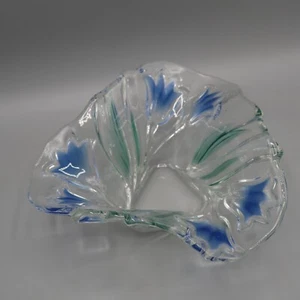 Vintage Mikasa Bluebells Candy Dish Crystal Clear Glass Ruffled Bowl Embossed - Picture 1 of 8