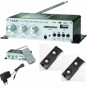 Mobile Mini MP3-PLAYER With Radio Amplifier Remote Line-In USB Sd-Card+Speakers - Picture 1 of 1