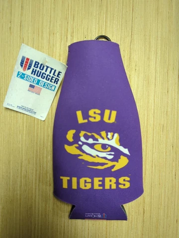 LSU Tigers 12oz Two Sided Bottle Cooler [NEW] NCAA Can Holder Foam Koozie Cover