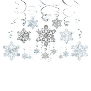 30PCS Christmas Snowflake String Decoration Foil Hanging Ceiling Party Decor - Picture 1 of 3