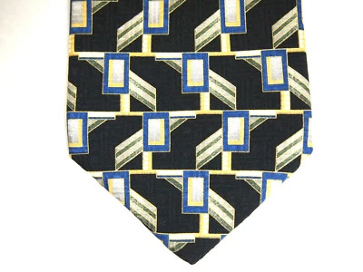 Monterey Bay J.Blades & Co Mens Necktie Tie Navy Blue Silver Geometric Silk 60"  - Image 1 of 4