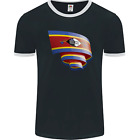 Curled Swaziland Flag Swazi Day Football Mens Ringer T-Shirt Fotl
